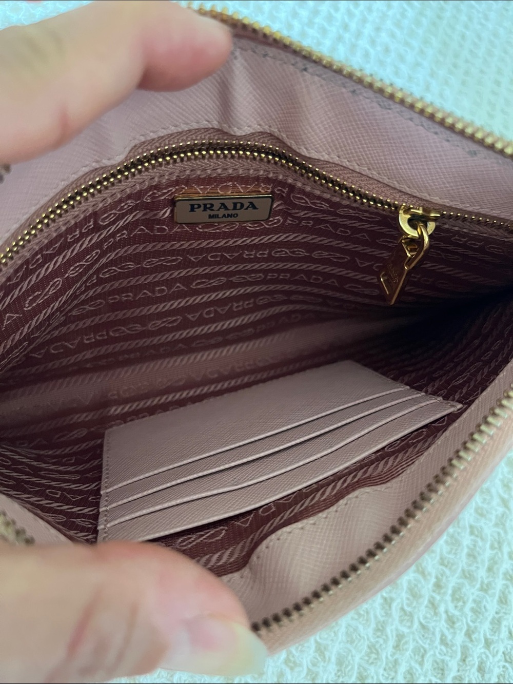 PRADA Rose Saffiano Small Flat Pouch - Picture 8 of 9